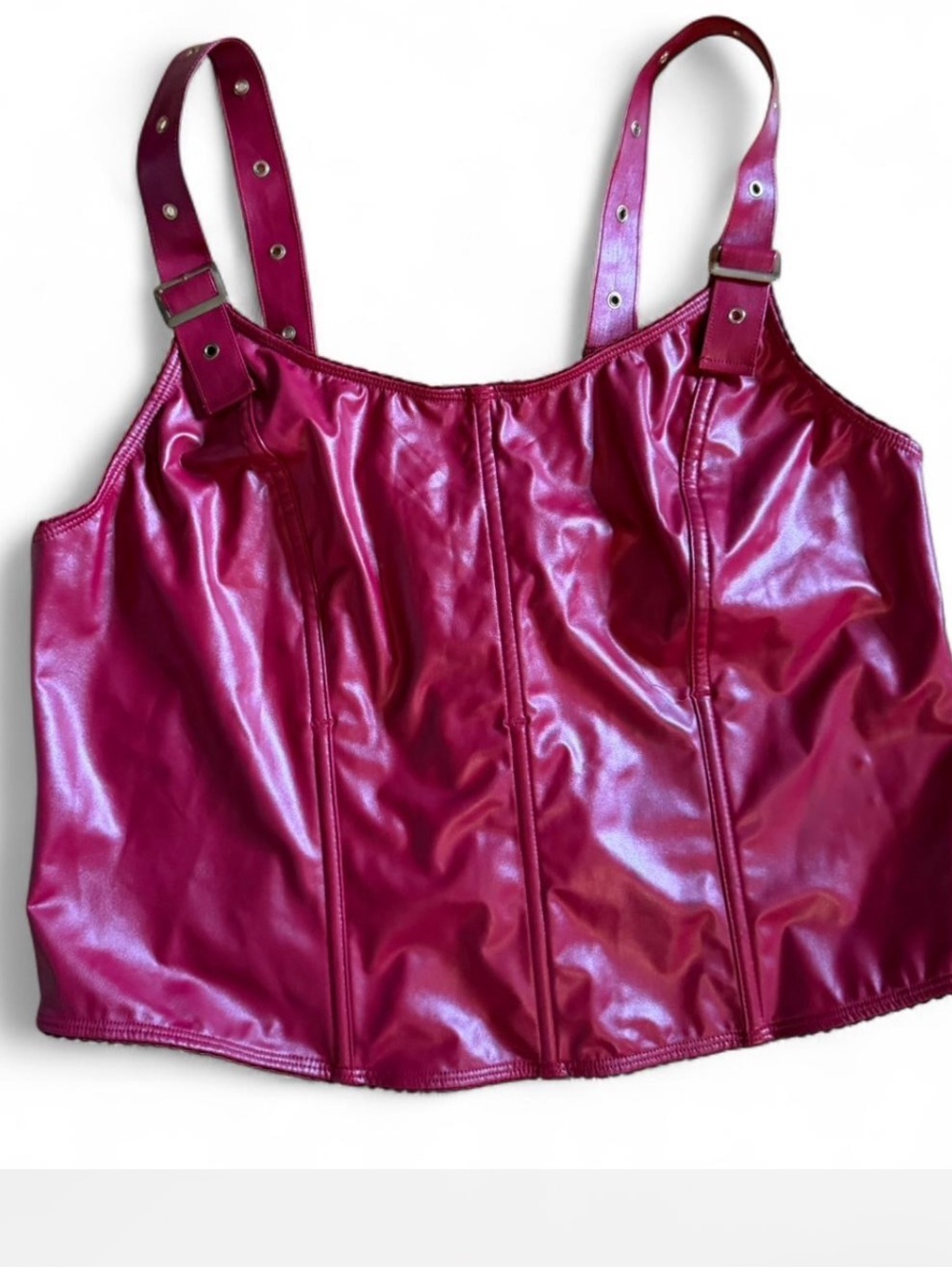 Torrid Magenta Faux Leather Pleather Bustier Tank
